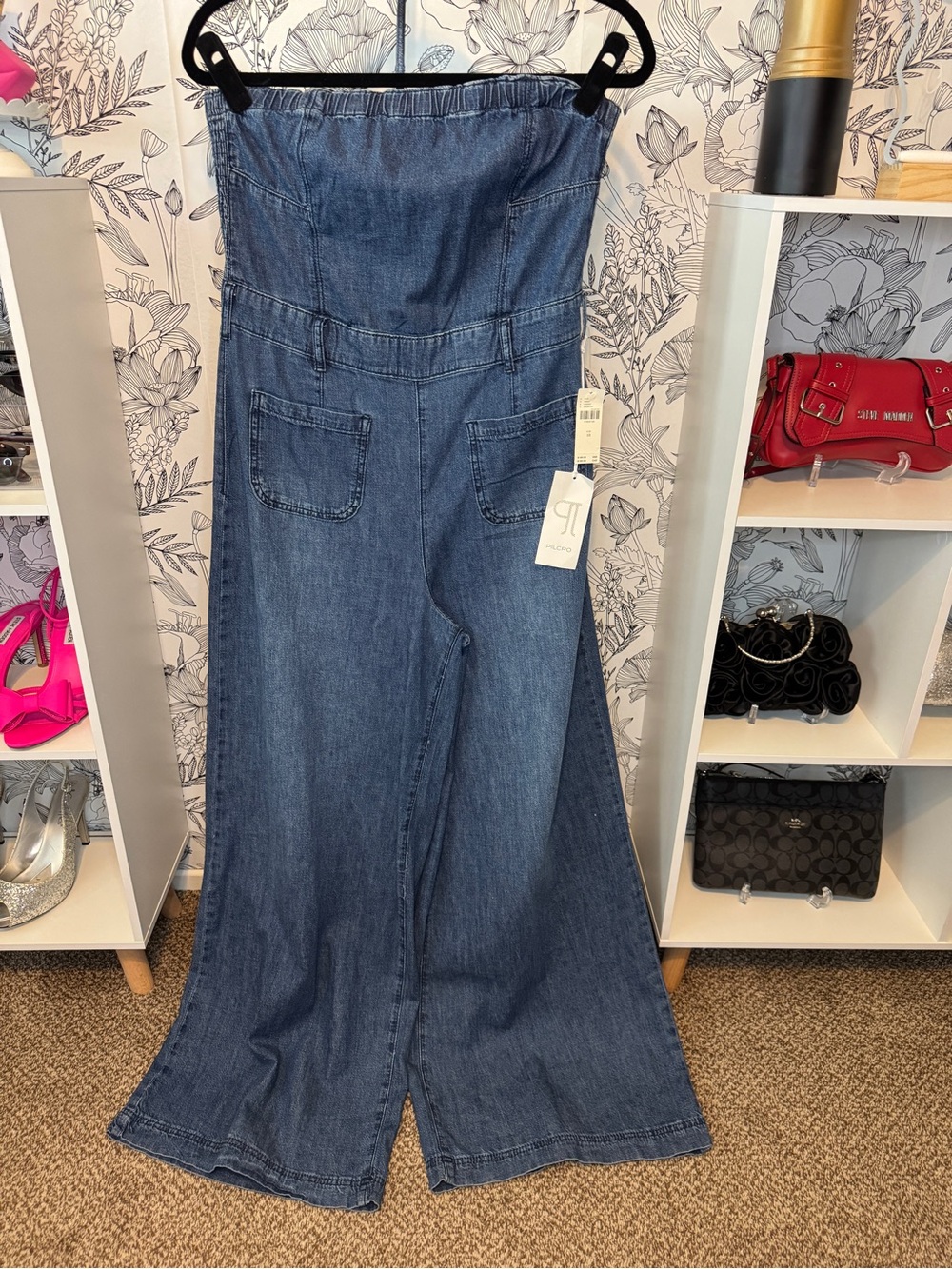 Pilcro Wide-Leg Denim Jumpsuit in Blue